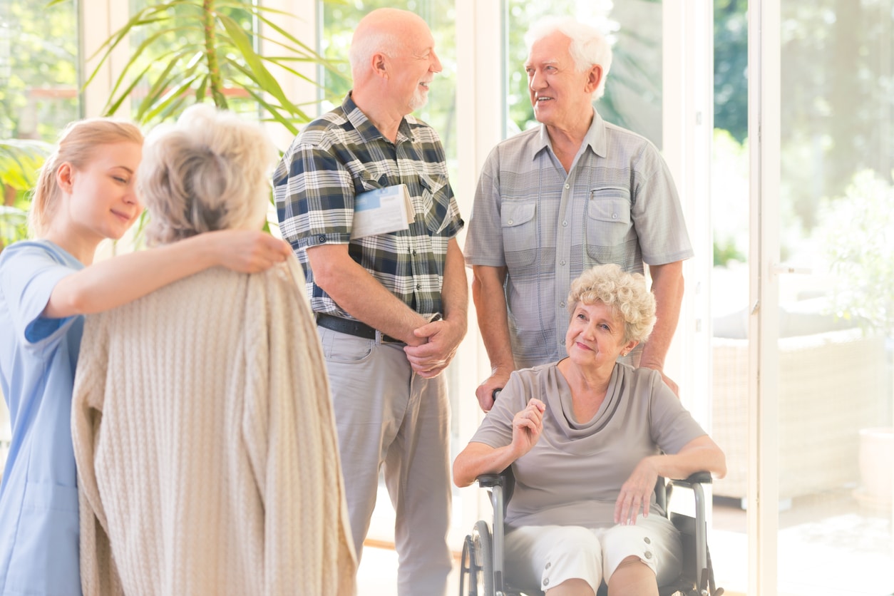 happy residents in senior living community